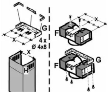 G 4 x Ø 4x8 X H F F G