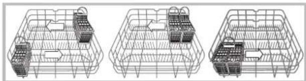 HOTPOINT LDF 12314E EU - Ejemplos de colocación del cesto para cubiertos - 1