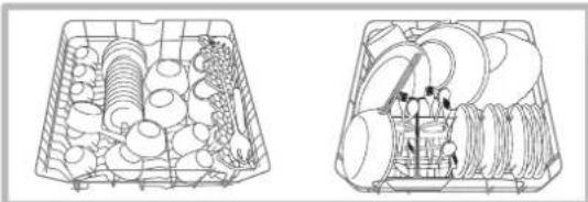 HOTPOINT LFF 8314E X EU - Exemples de chargement du panier supérieur/Inférieur - 1