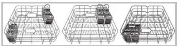 HOTPOINT LFSA+ 2164 A IX - Esempi di posizionamento dei cestini posate - 1