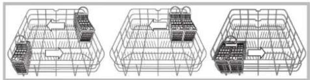 HOTPOINT PFT 834X - Ejemplos de colocación de los cestos para cubiertos - 1