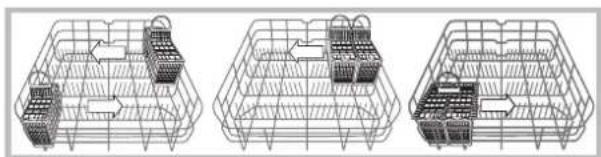 INDESIT DIF 04 - Exemples de rangement dans le panier à couverts - 1