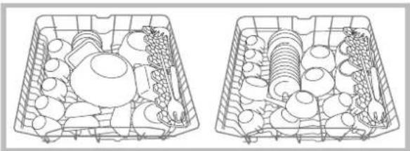 INDESIT DIF 04 - Exemples de chargement du panier supérieur - 1