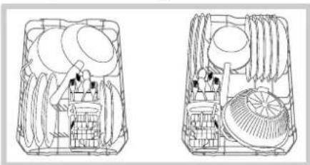 INDESIT DIS 361 - Exemplos de carregamento do cesto inferior. - 1