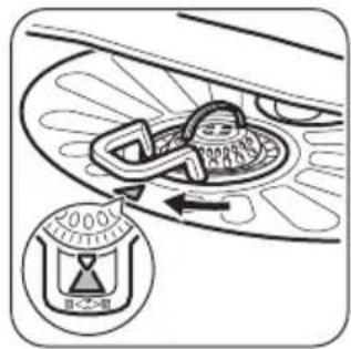 Diagram showing a car interior with a speedometer and directional arrow, labeled in Chinese.