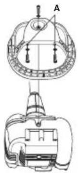 Technical diagram of a mechanical assembly with labeled component A and cross-sectional view