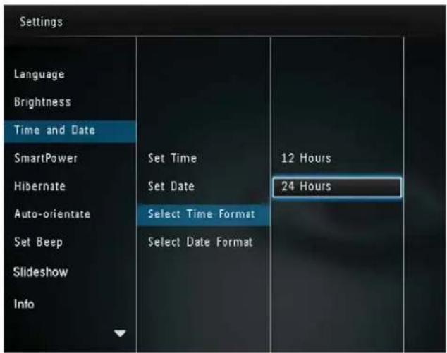 PHILIPS SPF4328 - Set time/date format - 2