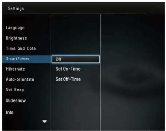 PHILIPS SPF2307 - Select [Set On-Time] / [Set Off-Time], and then press OK. - 1