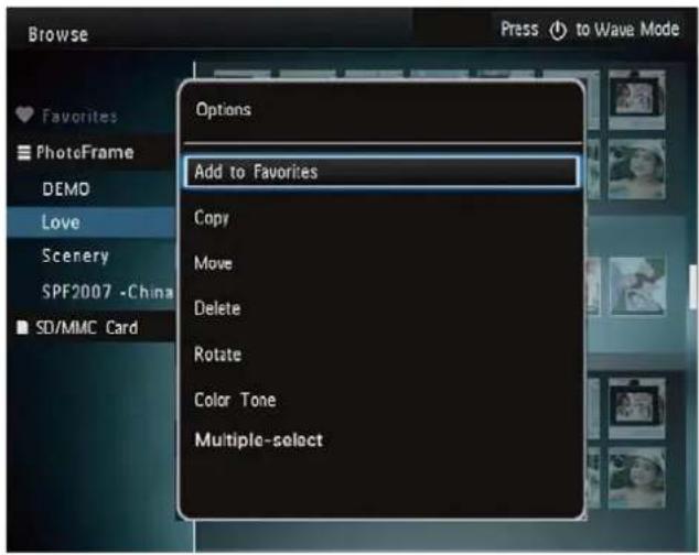 PHILIPS SPF2307 - Album menu: - 2