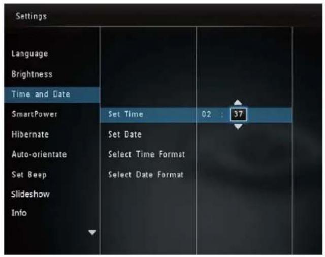 PHILIPS SPF2307 - Set time/date - 3