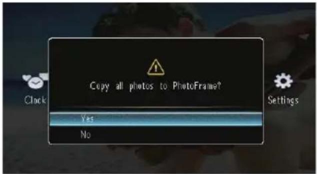 Copy all photos to PhotoFrame? Yes No