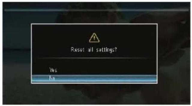 Reset all settings? Yes No