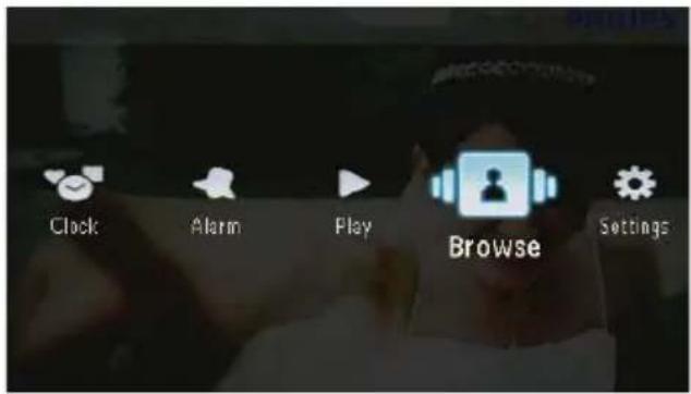 Clock Alarm Play Browse Settings