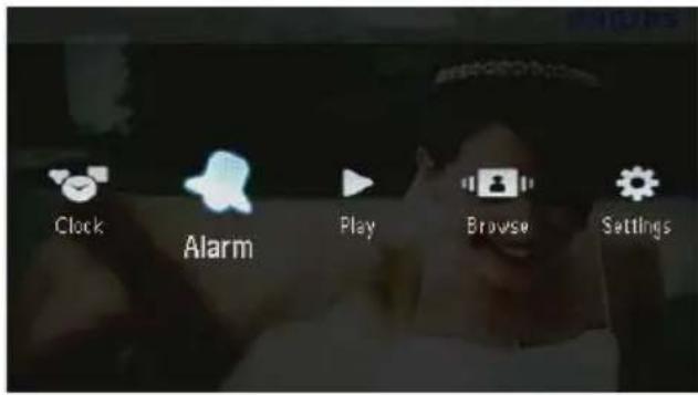 Clock Alarm Play Browse Settings