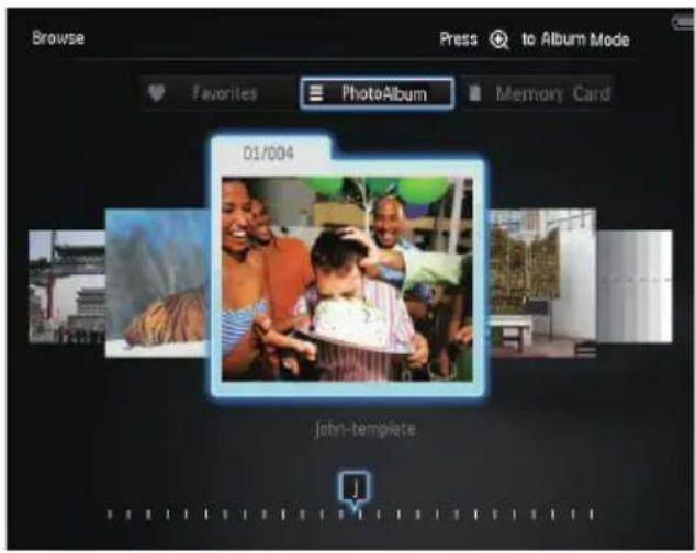 Browse Press to Album Mode Favorites PhotoAlbum Memory Card 01/004 John-template