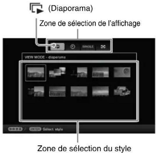 (Diaporama) Zone de sélection de l'affichage VIEW MODE - diaperama Zone de sélection du style