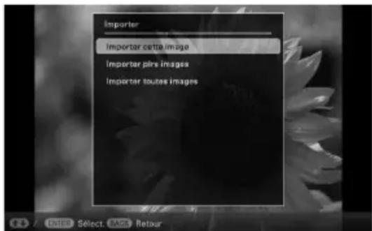 Importer Importer cette image Importer plire images Importer toutes images