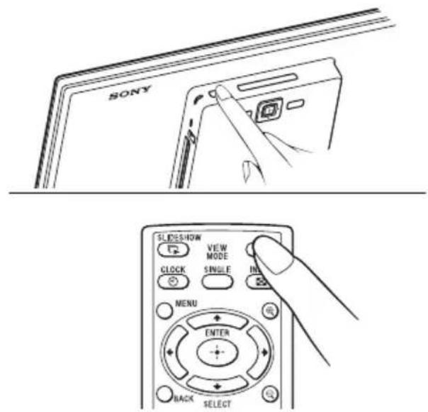 SONY SLIDESHOW VIEW MODE IN CLOCK SINGLE MENU ENTER BACK SELECT