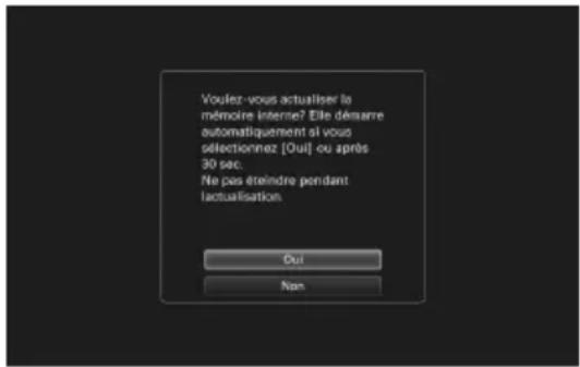 Voulez-vous actualiser la mémoire internet? Elle démarre automatiquement si vous détectionnez [Oui] ou après 30 séc. Ne pas étreindre pendant: lactualisation. Oui Non