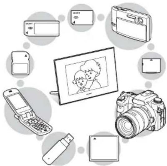 SONY DPF-X800 - ■ Prise en charge de nombreuses cartes mémoire\* - 1