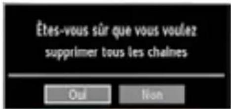 Êtes-vous sûr que vous voulez supprimer tous les chaînes Oui Non