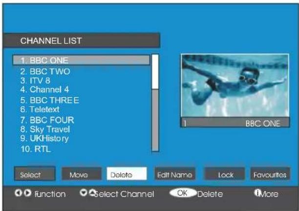 HITACHI 42PD8700C - Deleting the channels in the channel list - 1