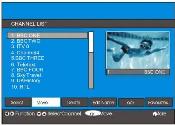 HITACHI 42PD8700C - Movingthechannels inthechannel list - 1