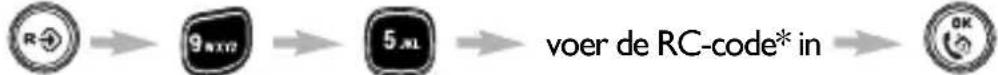 graph LR R["R"] --> 9["9x10"] 9 --> 5["5x1"] 5 --> voer["voer de RC-code* in"] voer --> OK["OK"]
