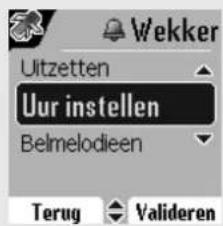 Wekker Uitzetten Uur instellen Belmelodieen Terug Valideren