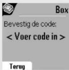 Bevestig de code: Terug