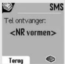 SMS Tel. ontvanger: Terug