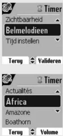 Timer Zichtbaarheid Belmelodieen Tijd instellen Terug Valideren Timer Actualités Africa Amazone Boathorn Terug Volume