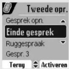 Tweede opr. Gesprek opn. Einde gesprek Ruggespraak Gespr. 3 Terug Activeren