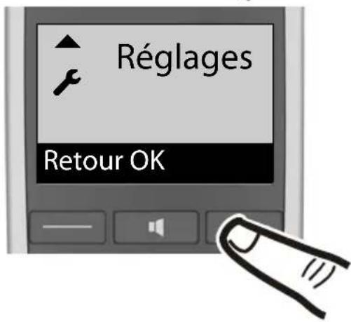 Réglages Retour OK