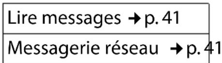 Lire messages → p. 41 Messagerie réseau → p. 41