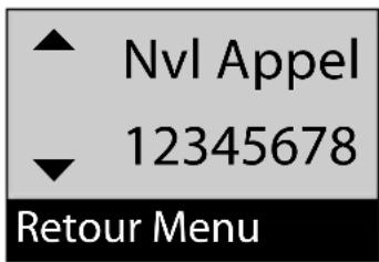 Nvl Appel 12345678 Retour Menu