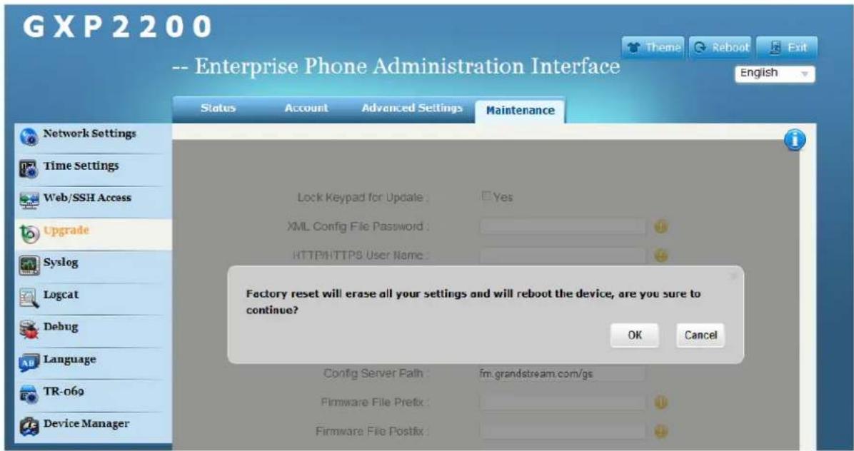 GRANDSTREAM GXP2200 - RESTORE TO FACTORY DEFAULT VIA THE WEB GUI - 1