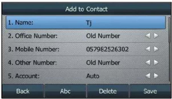 Yealink SIP-T46G - Adding a Contact to the Local Directory - 1
