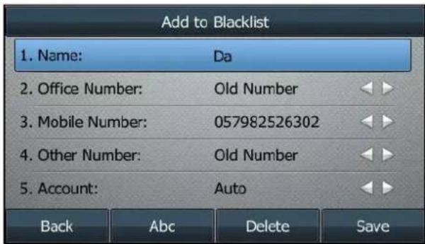 Yealink SIP-T46G - Select Add to Blacklist. - 1