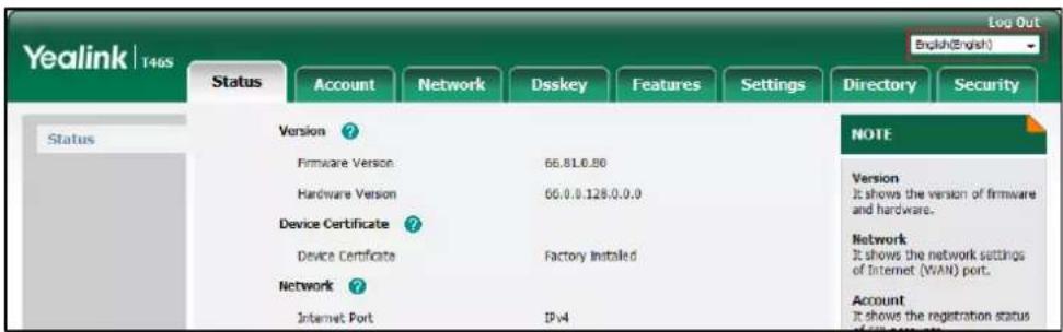 Yealink SIP-T46G - Procedure: - 1