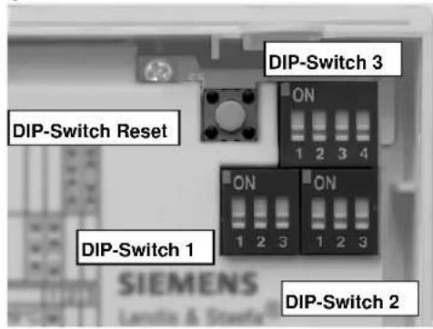 DIP-Switch Reset DIP-Switch 1 ON 1 2 3 4 ON 1 2 3 1 2 3 DIP-Switch 2 DIP-Switch 3 SIEMENS
