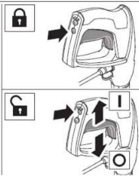 Diagram illustrating two steps of a lock mechanism: adding keys to a device, then adjusting the lock with a lock icon.