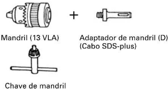 Mandril (13 VLA) + Adaptador de mandril (D) (Cabo SDS-plus) Chave de mandril