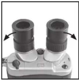 Close-up of a dual-lens optical instrument with two lenses and adjustment knobs (no visible text or symbols)