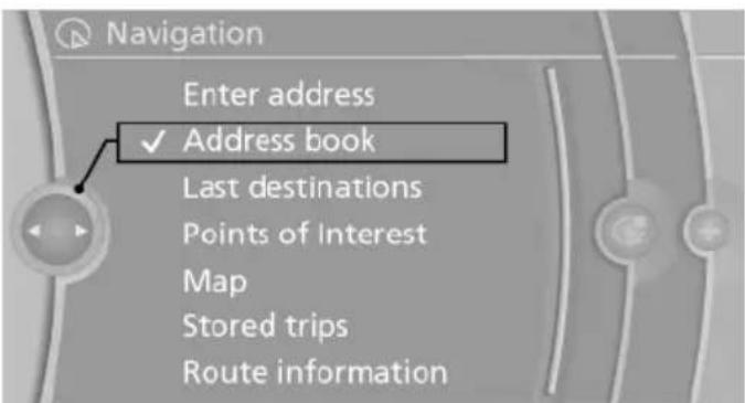BMW 528i xDrive Sedan (2012) - Selecting a destination from the address book - 1