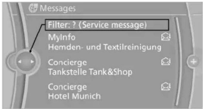 BMW 528i xDrive Sedan (2012) - Filtering the message list - 1