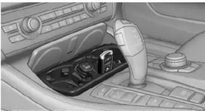 BMW 528i xDrive Sedan (2012) - Remote control storage compartment - 1