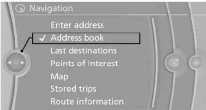 BMW 550i xDrive Sedan (2012) - Selecting a destination from the address book - 1
