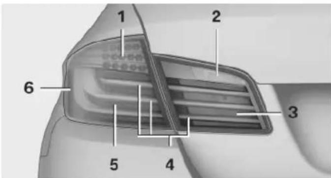 BMW 550i xDrive Sedan (2012) - Tail lamps, bulb replacement - 1