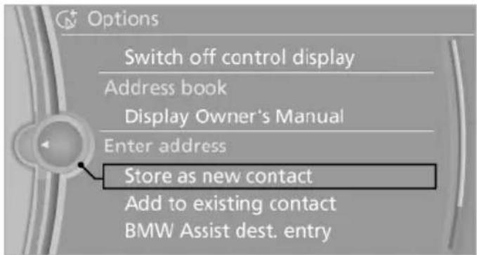 BMW 550i xDrive Sedan (2012) - Storing the destination in the address book - 1